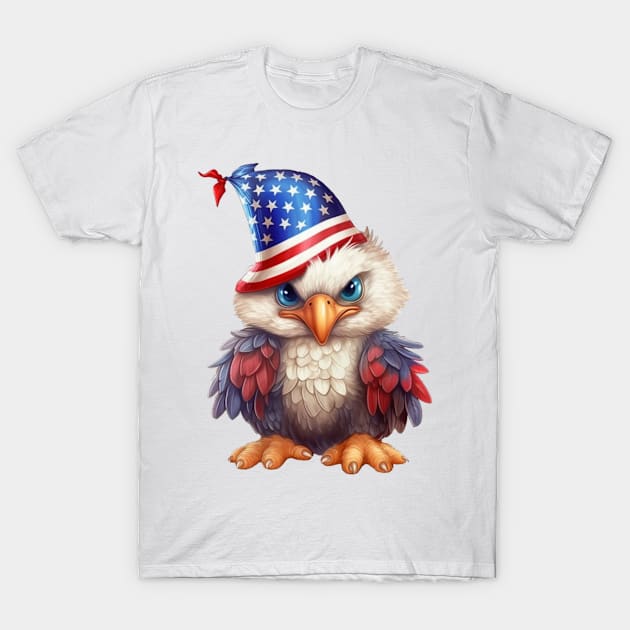 4th of July Baby Bald Eagle #8 T-Shirt by Chromatic Fusion Studio